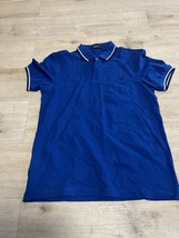 Fred Perry Teal Polo Shirt Men&#39;s Size Large Twin Tipped Royal Blue Punk Mod Oi! - $36.63