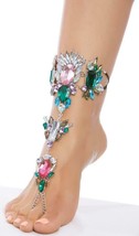 Rhinestone Foot Jewelry Chain Barefoot Sandal Anklet Gems Jewels 997733 - £18.00 GBP