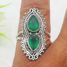 Silber Smaragd Ring 925 Sterling Handmade Edelstein Schmuck - $38.66