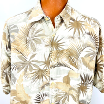 Hawaiian Aloha XXL Shirt Palm Leaves Floral Beige Brown Tropical Boats Alfani - £31.86 GBP
