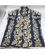 Aloha Republic Blue &amp; Gold Hibiscus Floral Hawaiian Shirt USA Sz Large - $18.49