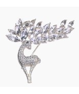 Vintage look stunning diamonte gold plated christmas reindeer brooch pin... - $22.58