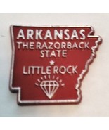Arkansas die cut rubber fridge magnet silver red the Razorback State Lit... - $10.23