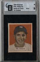1949 Bowman Phil Rizzuto Name On Front #98 GAI 9 P1253 - $1,410.75