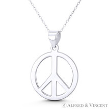 Peace Sign Charm Hippie Movement Symbol 34x25mm Pendant in .925 Sterling Silver - £18.11 GBP+