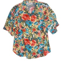 Notations Womens Size 8 Blouse Hawaiian Style Button Up Short Sleeve Floral - £10.24 GBP