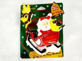 Vintage Christmas Magnetic Sound Chip Clip Merry Santa Sleigh with Pull ... - £10.65 GBP