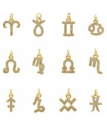12pcs Micro Pave Brass Pendant  Real Gold Plated Twelve Constellations C... - $44.59 CAD
