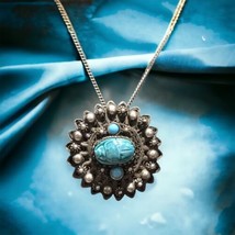 sterling silver art deco turquoise egyptian scarb necklace  - £68.33 GBP