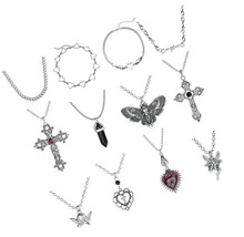 12Pcs Grunge Goth Necklace Set for Women Teen Cool - £43.39 GBP