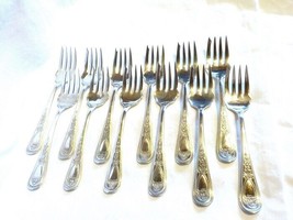 12 Vintage Hibbard Spencer Bartlet Silver Plate PILGRIM Salad Forks OVB - £11.98 GBP