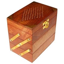 Wooden Jewellery Box for Women Jewel Organizer Hand Carved Jali Carvings... - £20.16 GBP