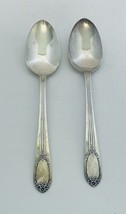 Rogers &amp; Brothers Garland Rapture Silverplate Two Table Serving Spoons 8 1/2&quot; - £11.63 GBP