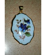 Vintage Porcelain Pendant. Gold plated 925 Sterling SIlver - €34,06 EUR