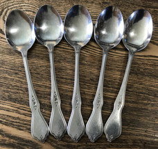 5 Place Oval Soup Spoons Oneida MORNING BLOSSOM Stainless 6 7/8&quot; - $39.60