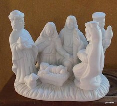 Ceramic Nativity Scene White Bisque Finish 4 x 4 x 5.25&quot; - £18.99 GBP