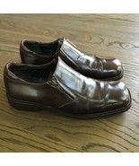 Bostonian US Men's 9.5 Brown Leather side Zip Dress Square Toe Shoes, Spain - $13.86