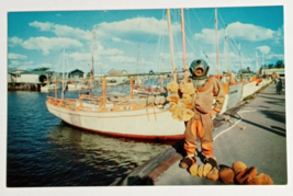 Tarpon Springs Sponge Diver &amp; Boats Florida FL Koppel Color UNP Postcard... - £4.01 GBP