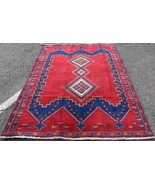 4&#39;5 x 6&#39;10 Geometric Vintage Caucasian Hand Knotted Oriental Wool Area R... - £600.29 GBP
