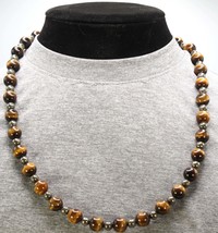 Genuine Tigers Eye and Pyrite Necklace - Gifts for Men/Women - 10mm and 6mm Bead - £27.52 GBP