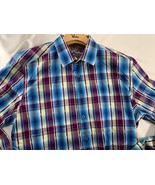 Robert Graham Shirt 2XL Long Sleeve Classic Fit Men&#39;s PURPLE BLUE PLAID - $1,020.77 MXN