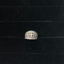 Silver Tone with Crystals Size 8 Womens Band Filigree Flowers Ring - $4.95