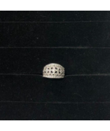 Silver Tone with Crystals Size 8 Womens Band Filigree Flowers Ring - $6.94 CAD