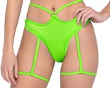 Strappy Thong Back Shorts O Ring Leg Garters Wraps Straps Lime Green Rav... - $35.99