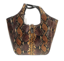 NWT Brahmin Carla in Chocolate Erling Python Print Leather Tote Purse - £197.09 GBP