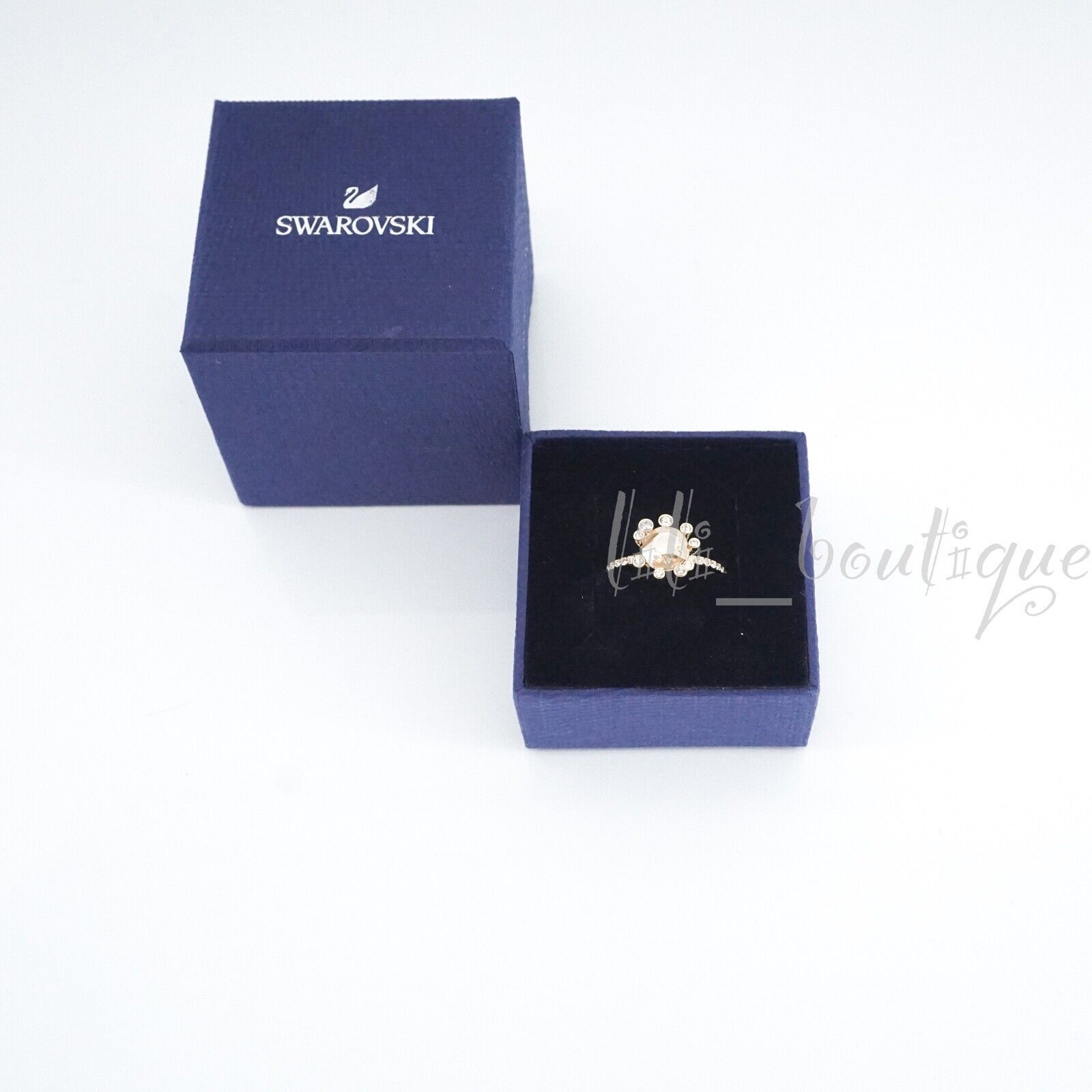 NIB New Swarovski 5460983 Olive Ring Golden Clear Crystals Gold Plated Size 55 - £39.29 GBP