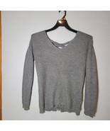 SO Co Sweater Womens Small Sweatshirt Long Sleeves Gray Knit Laceup Back - $8.98