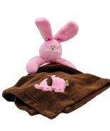 Blankets Beyond Brown Pink Bunny Elephant Lovey Plush Security Blanket 1... - £16.89 GBP