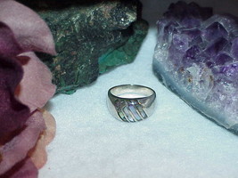 Vintage Men&#39;s ABALONE Dome Stripes Sterling Silver Ring Size 6 Mexico - £27.08 GBP