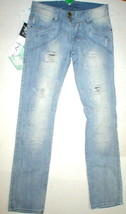 New Womens NWT Designer Ipane-Ma Denim Jeans Blue 26 X 33 Distressed Rip Patched - £135.67 GBP