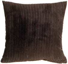 Wide Wale Corduroy 22x22 Dark Brown Throw Pillow, Complete with Pillow I... - $47.20