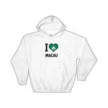 I Love Macau : Gift Hoodie Flag Heart Country Crest Macanese Expat - £28.60 GBP