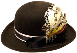 Vintage Doeskin Felt Wool Derby Bollman Hat Co Felt &amp; Feathers Brown Bow... - £56.50 GBP