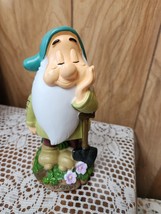 Disney Snow White Dwarf SLEEPY Garden Gnome Figurine  8&quot; Flowers  New - $38.19 CAD