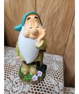 Disney Snow White Dwarf SLEEPY Garden Gnome Figurine  8&quot; Flowers  New - $38.27 CAD