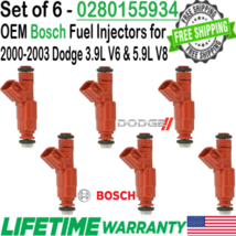 OEM Bosch x6 Fuel Injectors for 2000-2003 Dodge 3.9L V6 &amp; 5.9L V8 #02801... - $148.49