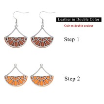 Cremo Stainless Steel Geometric Fan Pendant Earrings for Women Drop Hanging Earr - £29.06 GBP