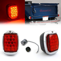 Red LED Tail Lamp Black Housing Assembly Flasher Pair for 40-53 Chevy GMC Truck - £114.02 GBP
