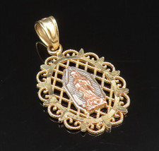 10K GOLD - Vintage Religious Tri Tone Virgin Mary Medal Pendant - GP363 - £69.15 GBP