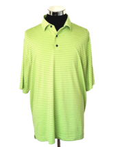 Foot Joy Golf  Shirt Men&#39;s Size Large Bright Green Navy Pinstripes Activewear - £10.52 GBP