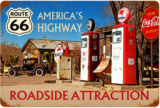 Primary image for America's Highway Route 66 Roadside Attraction Metal Sign