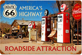 America&#39;s Highway Route 66 Roadside Attraction Metal Sign - £23.66 GBP