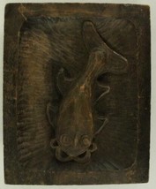 Vintage Hand Carving ASIAN Art Wood Plaque Feng Shui KOI Goldfish 8.75&quot; ... - $24.66