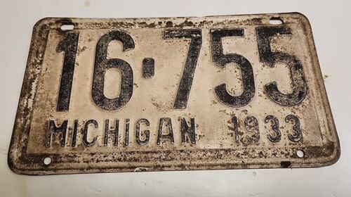 Primary image for 1933 ORIGINAL MICHIGAN STATE AUTO LICENSE PLATE 16-755 VINTAGE VEHICLE
