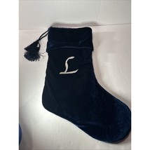 Dark Blue Christmas Stocking With the Letter L on it - $9.99