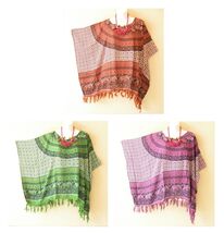 KG72 Elephant Abstract Batik Women Kaftan Poncho VNeck Women Blouse Top ... - $24.90